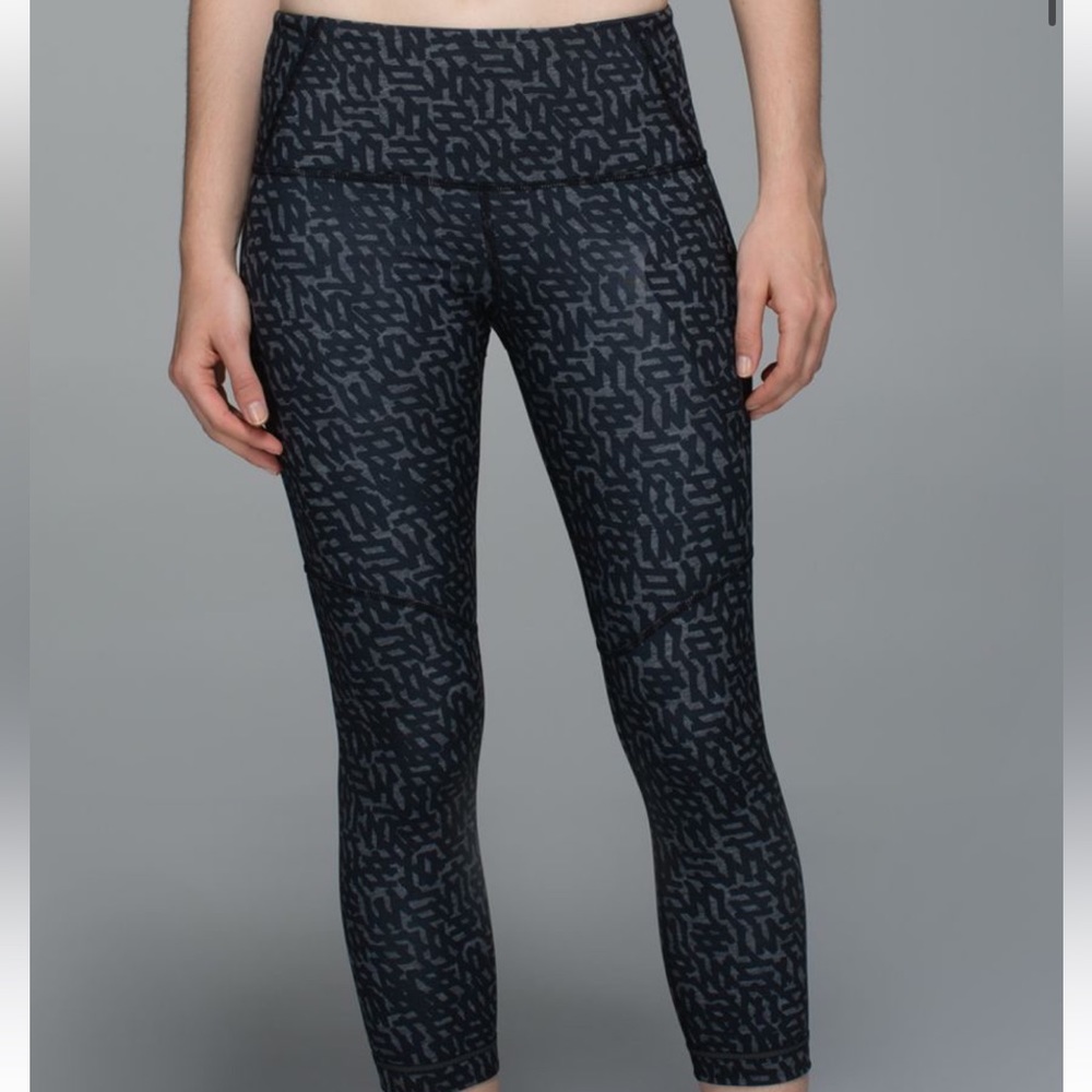 Lululemon All Sport Crop Heathered Net Pop Black Multi size 10 Luxtreme